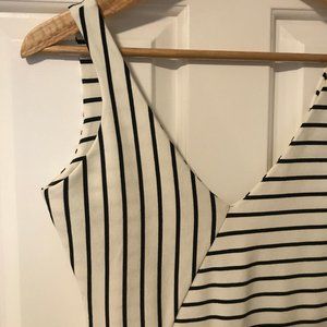 Zara Black and White Striped Midi Dress
